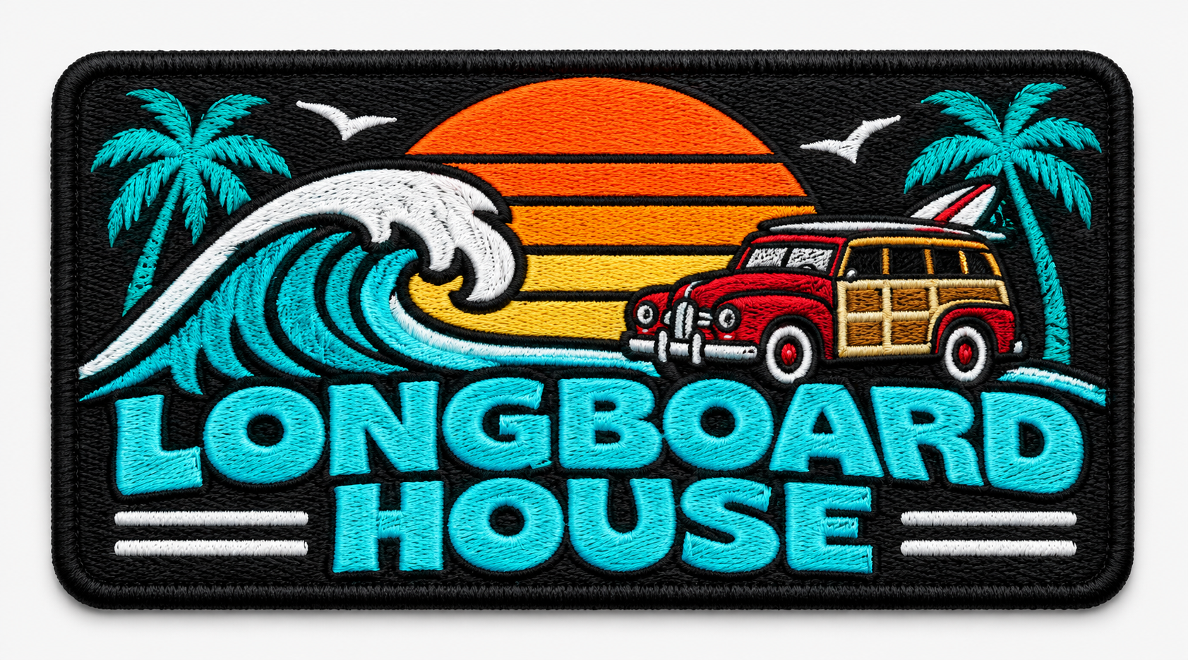 Longboard House Surf Shop — StashHat™ embroidered patch design 2